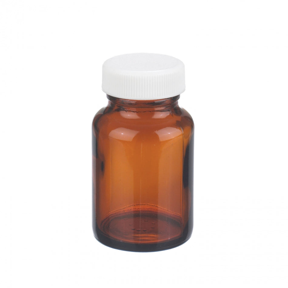 WHEATON® Wide Mouth Type III Amber Packer, 2oz, White Polypropylene, Poly-Vinyl