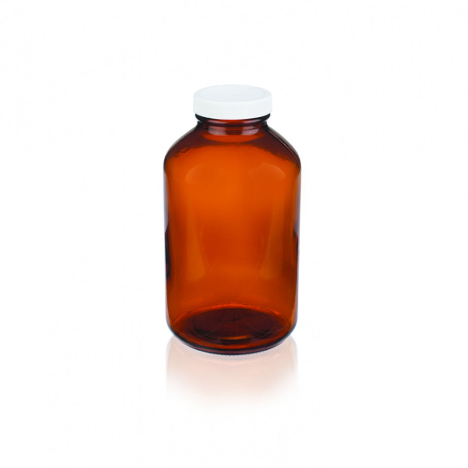 WHEATON® Wide Mouth Type III Amber Packer, 32oz, White Polypropylene, Poly-Vinyl
