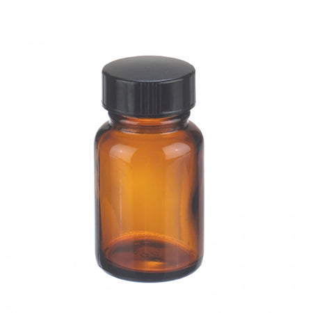 WHEATON® Wide Mouth Type III Amber Packer, 1oz, Black Phenolic, PE Cone