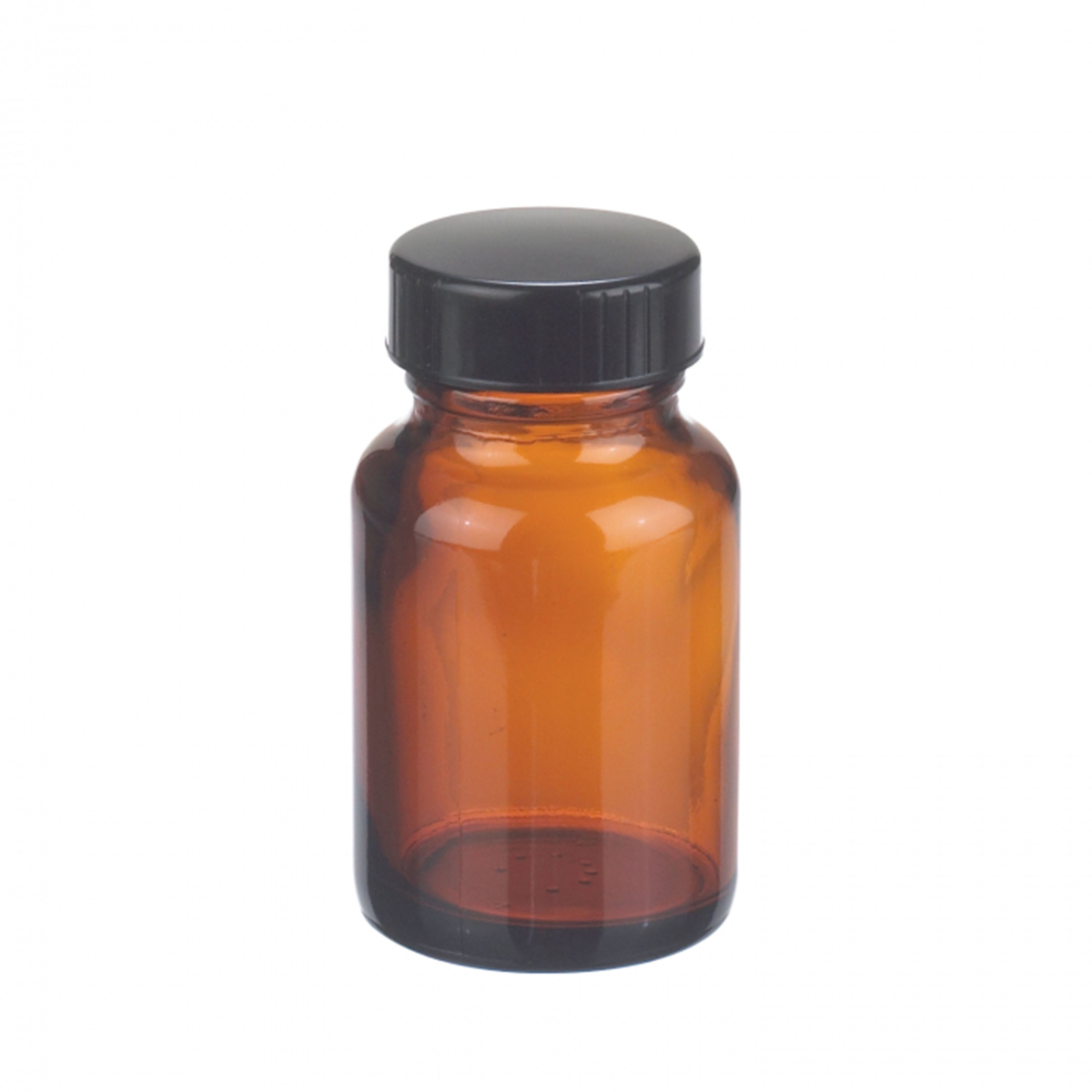 WHEATON® Wide Mouth Type III Amber Packer, 2oz, Black Phenolic, PE Cone