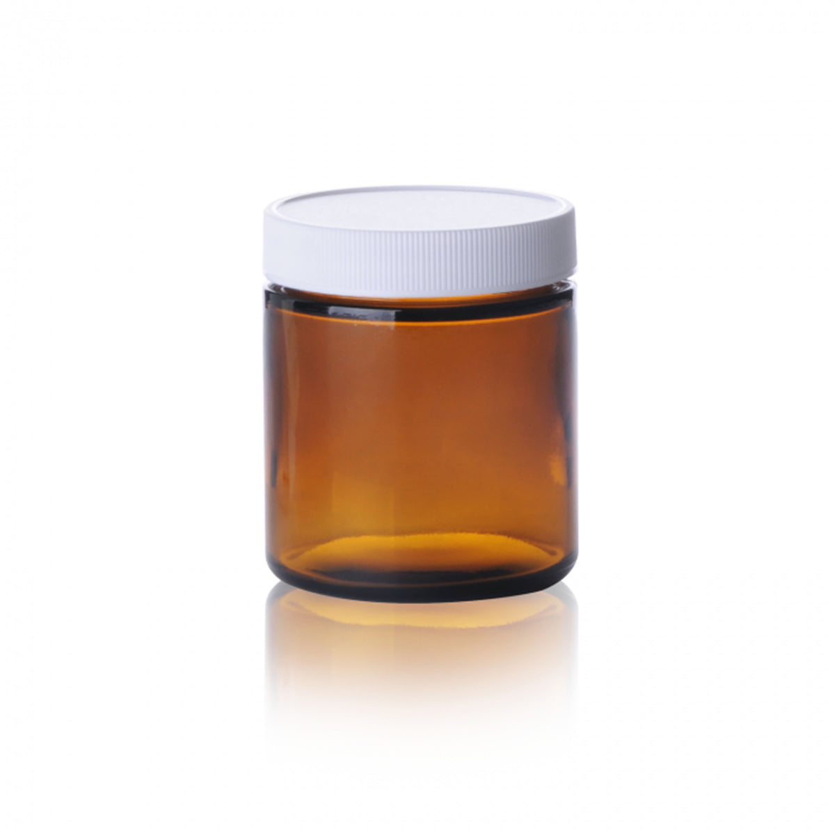 WHEATON® Straight Sided Jar, White Polypropylene, PTFE Faced Foamed Polyethylene Liner, Amber, 4oz