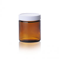 WHEATON® Straight Sided Jar, White Polypropylene, PTFE Faced Foamed Polyethylene Liner, Amber, 4oz