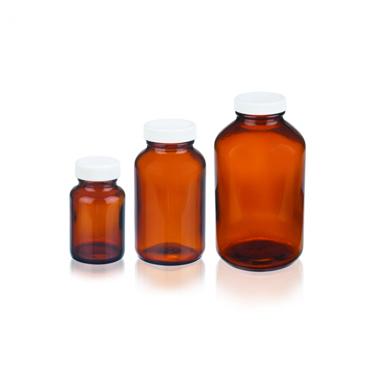 WHEATON® Wide Mouth Type III Amber Packer, 42oz, White Polypropylene, PTFE Faced Foamed Polyethylene