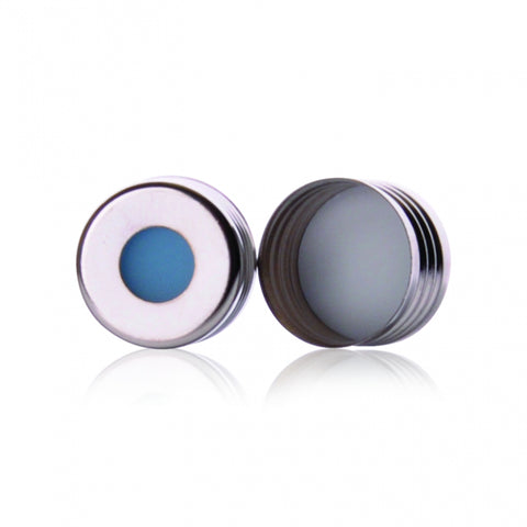 WHEATON® Headspace Screw Thread Closure, White PTFE / Transparent Blue Silicone Septa