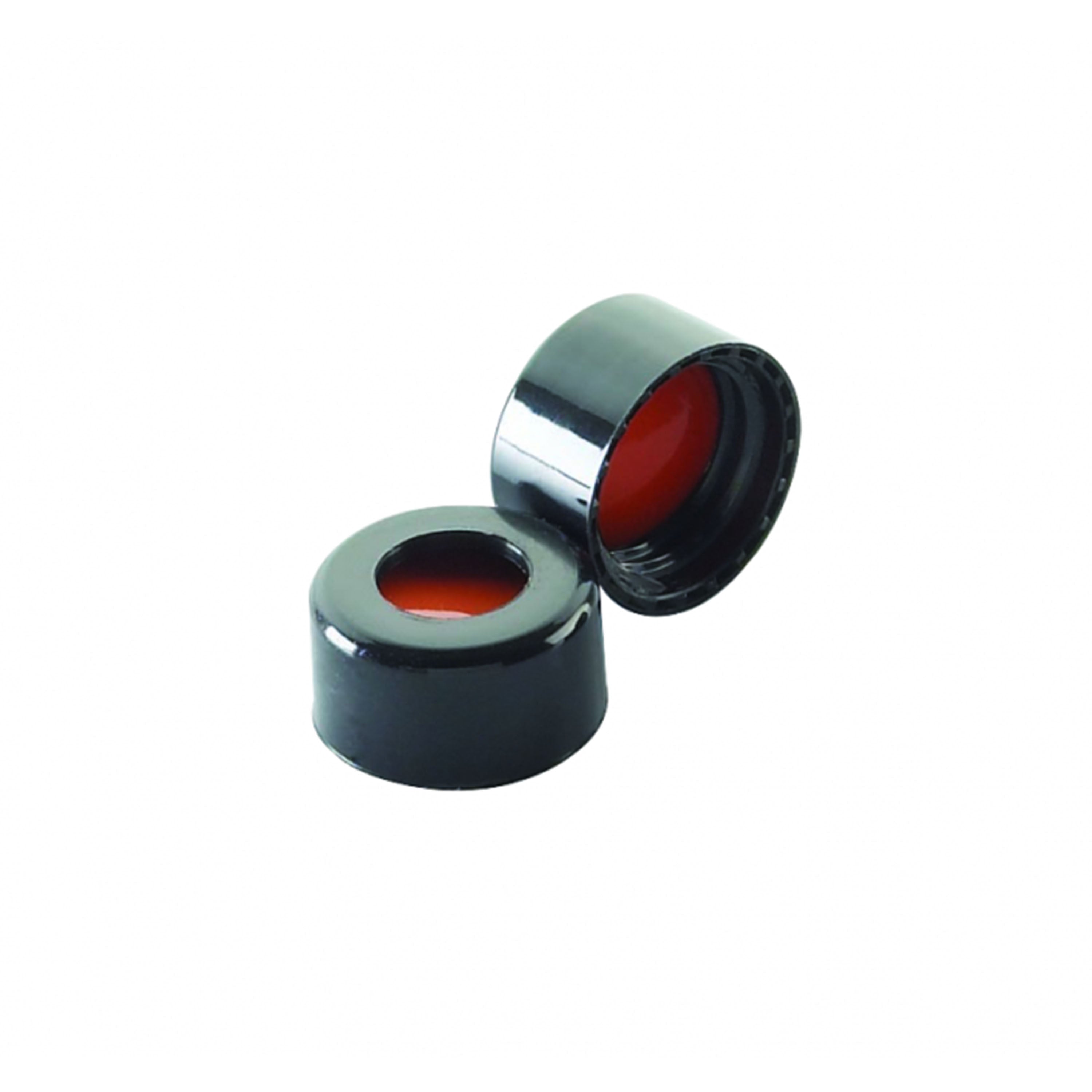 WHEATON® 9 mm ABC Screw Cap, With White PTFE / Red Silicone Liners, Black PP