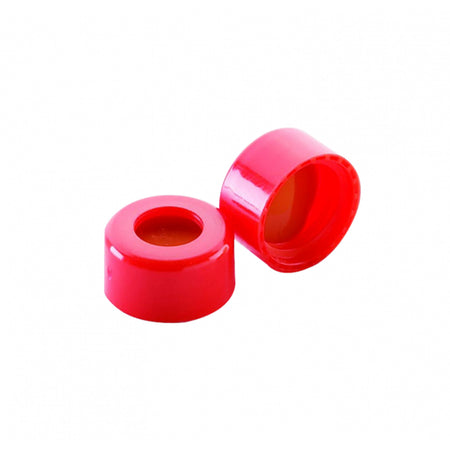 WHEATON® 9 mm ABC Screw Cap, With White PTFE / Red Silicone Liners, Red PP