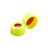 WHEATON® 9 mm ABC Screw Cap, With White PTFE / Red Silicone Liners, Yellow PP