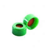 WHEATON® 9 mm ABC Screw Cap, With White PTFE / Red Silicone Liners, Green PP
