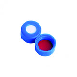 WHEATON® 9 mm ABC Screw Cap, With Red PTFE / White Silicone Liners, Blue PP