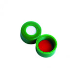 WHEATON® 9 mm ABC Screw Cap, With Red PTFE / White Silicone Liners, Green PP