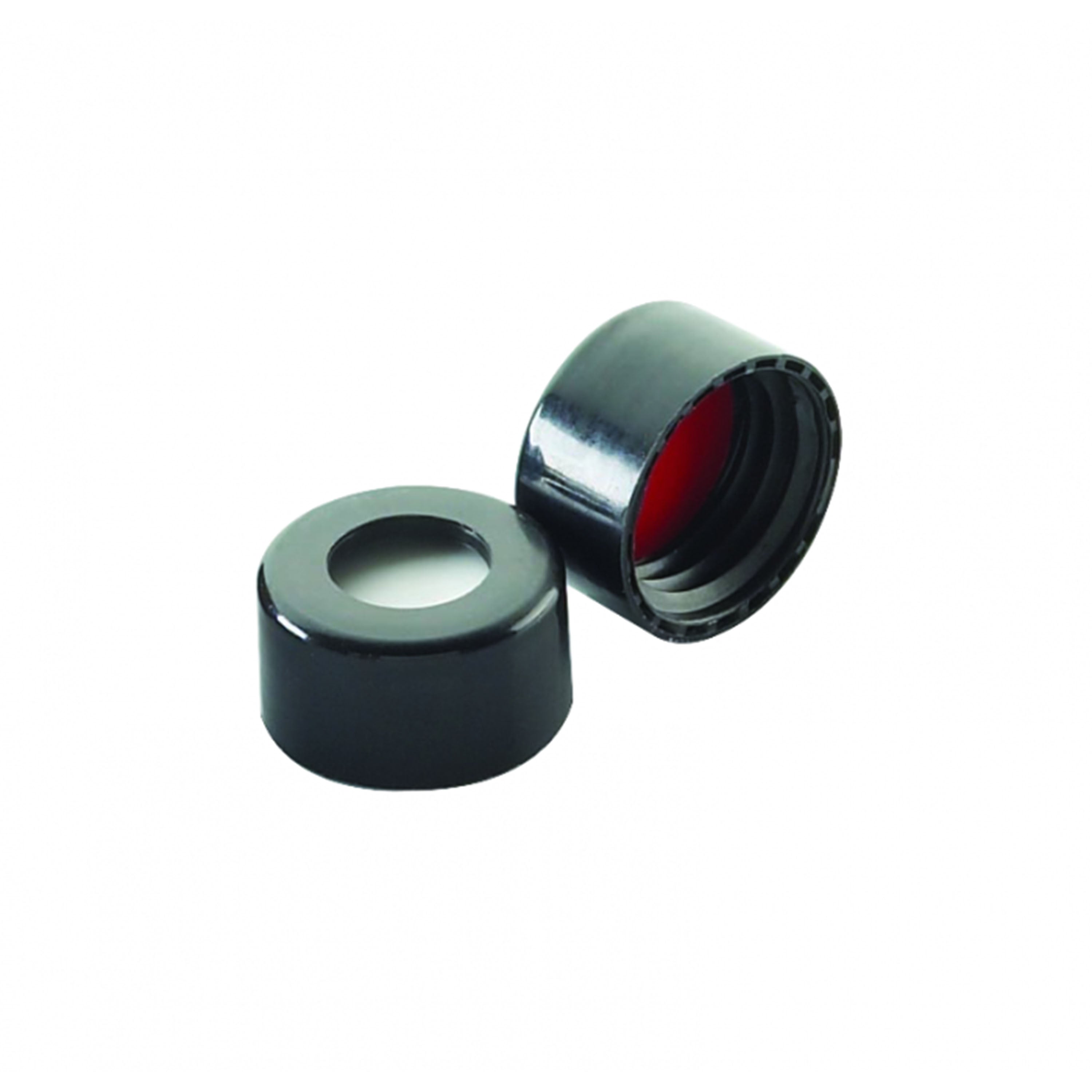 WHEATON® 9 mm ABC Screw Cap, With Red PTFE / White Silicone Liners With Slit, Black PP