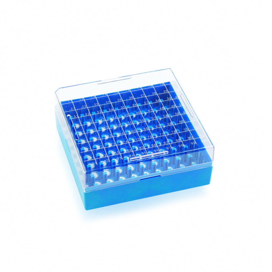 WHEATON® KEEPIT® Freezer Boxes, Low Profile KeepIT®-100 For Internal Thread Vials, Blue