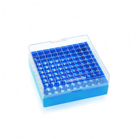 WHEATON® KEEPIT® Freezer Boxes, Low Profile KeepIT®-100 For Internal Thread Vials, Blue