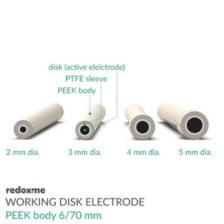 Titanium Working Disk Electrode 3mm Dia. - PEEK Body (organic compatible O ring Included) - Electrochemical Products - Redox.me - MSE Supplies