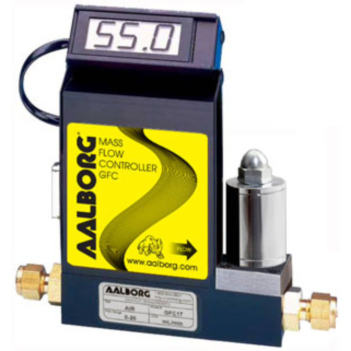 Aalborg GFM Aluminum Mass Flow Controller - Air - 5 L/min, 1/4" Compression Fittings