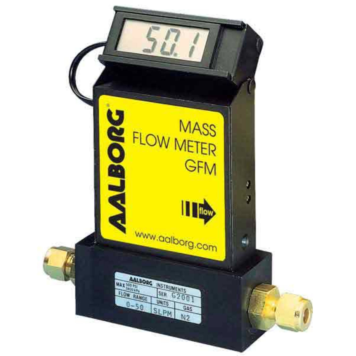Aalborg GFM Stainless Mass Flow Meter - Nitrogen N2  - 200 L/min, 3/8" Stainless Compression Fittings