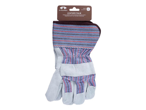 PYRAMEX Leather Palm GL1001WHT - Cowhide Safety Cuff Gloves, PK of 12 - MSE Supplies LLC