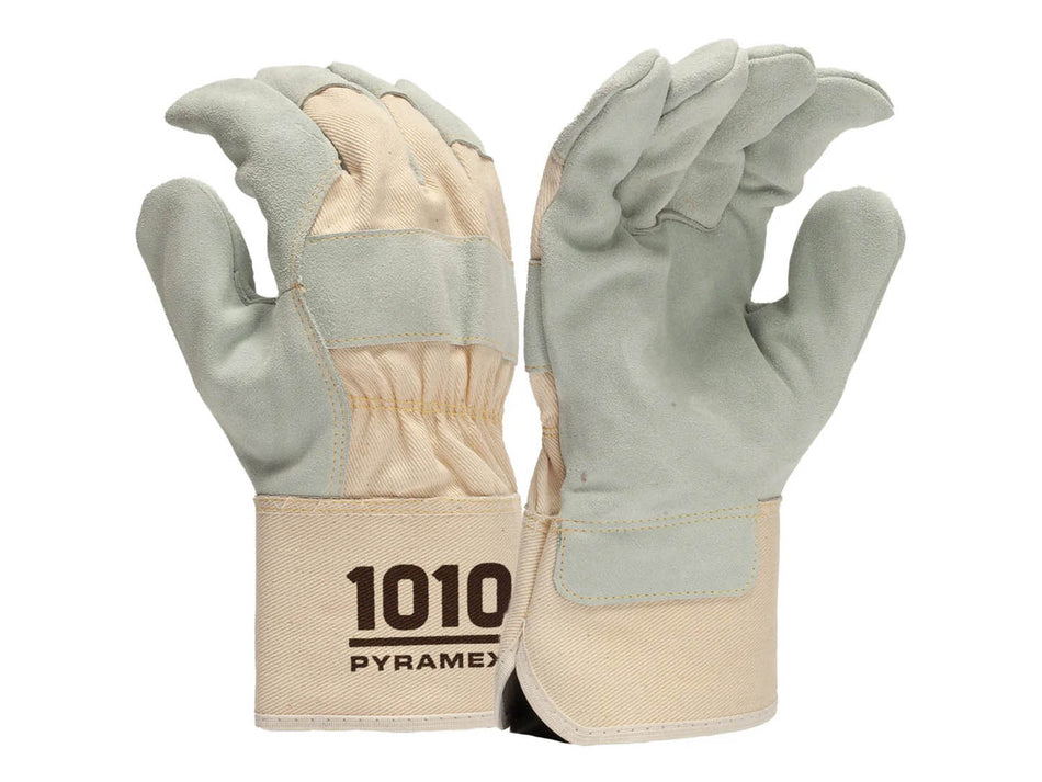 PYRAMEX Leather Palm GL1010W - Premium Cowhide Safety Cuff A2 Cut Gloves, PK of 12 - MSE Supplies LLC