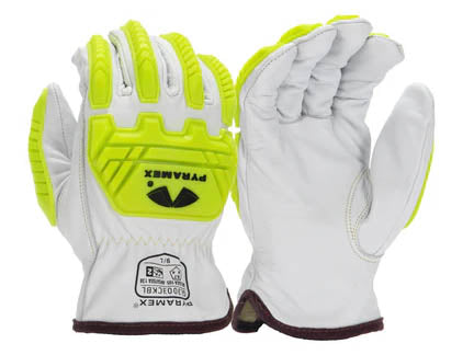 PYRAMEX Leather Driver GL3003CKB - Premium Goatskin Driver Para-Aramid A7 Cut Level 2 Impact Gloves, PK of 12 - MSE Supplies LLC