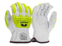 PYRAMEX Leather Driver GL3008CKB - Premium Goatskin Driver HPPE A7 Cut Level 2 Impact Gloves, PK of 12 - MSE Supplies LLC