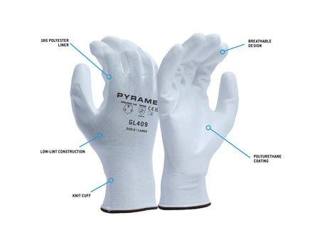 PYRAMEX Dipped GL409 - Polyurethane Gloves, PK of 12 - MSE Supplies LLC