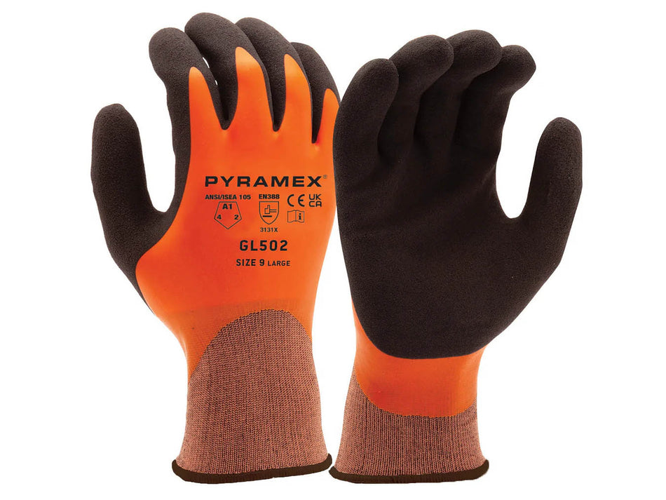 PYRAMEX Dipped GL502 - Double Dipped Sandy + Smooth Latex Gloves, PK of 12 - MSE Supplies LLC