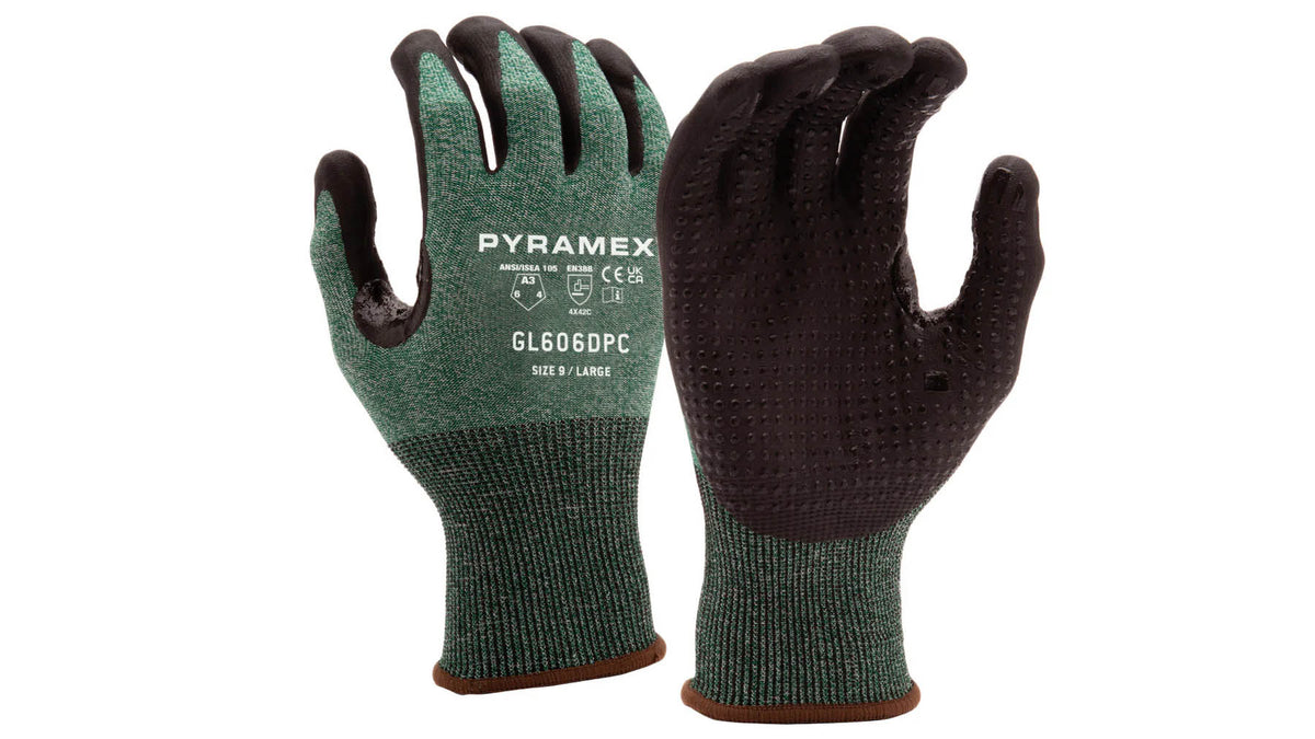 PYRAMEX Dipped GL606DPC - Micro-Foam Nitrile Dotted A3 Cut Gloves, PK of 12 - MSE Supplies LLC