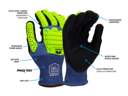 PYRAMEX Dipped GL613CBZ - Micro-Foam Nitrile A4 Cut Level 3 Impact Gloves, PK of 12 - MSE Supplies LLC