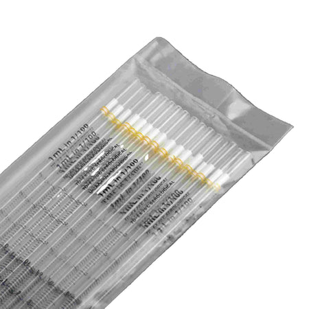 Globe Scientific Serological Pipette, 1ml,25/Pkstandard, Yellow, PS, N/S