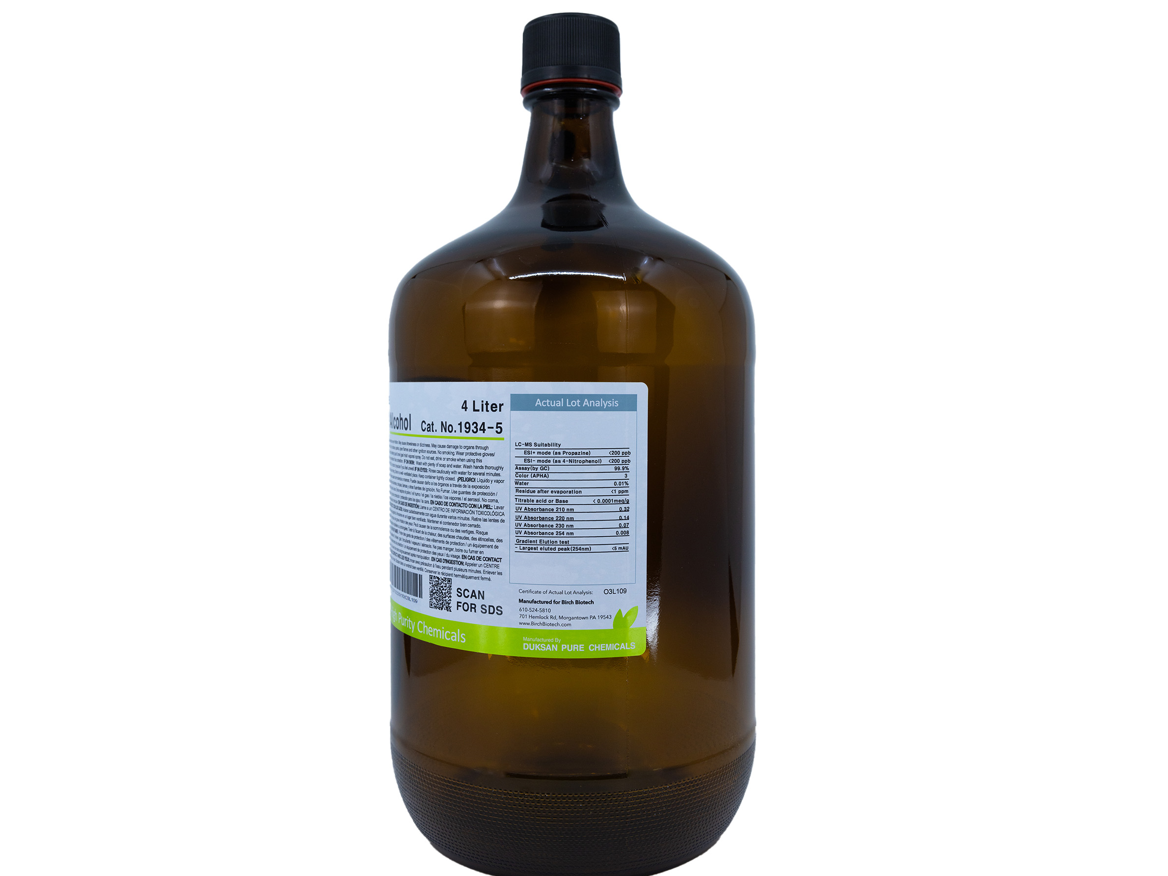 Birch Biotech PRISTINE Isopropyl Alcohol (IPA), LC-MS Grade, Reagents, Birch Biotech, MSE Supplies