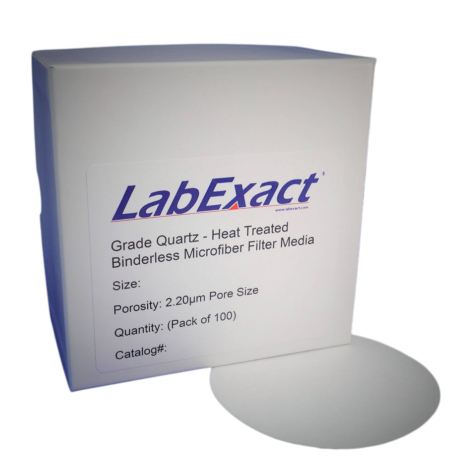 I.W.Tremont Quartz microfiber, heat treated, ultra low metals, high purity (Si)2) microfiber filters, binderless, 1150C°+ temperature, 100/pk