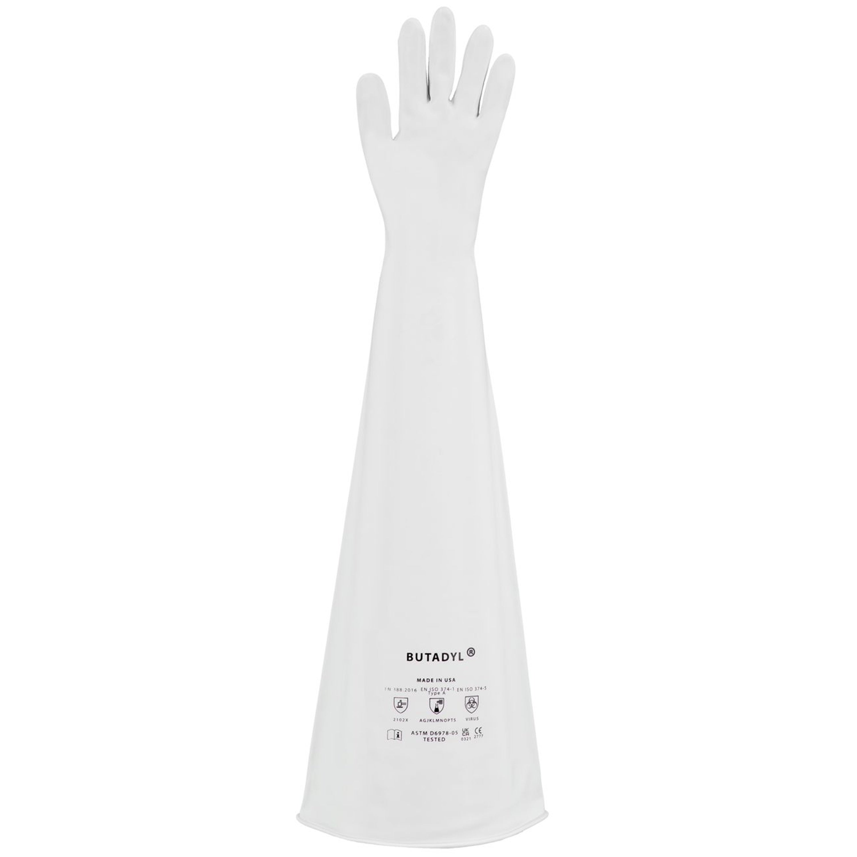 8 Inch Dia. Port Butyl Gloves for GloveBoxes, Hand Size 10, 15 Mil, 1 Pair, White Color - Battery Consumables - MSE Supplies LLC - MSE Supplies