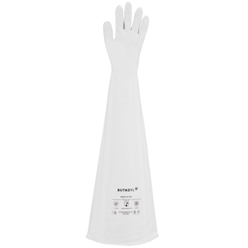 8 Inch Dia. Port Butyl Gloves for GloveBoxes, Hand Size 10, 15 Mil, 1 Pair, White Color - Battery Consumables - MSE Supplies LLC - MSE Supplies