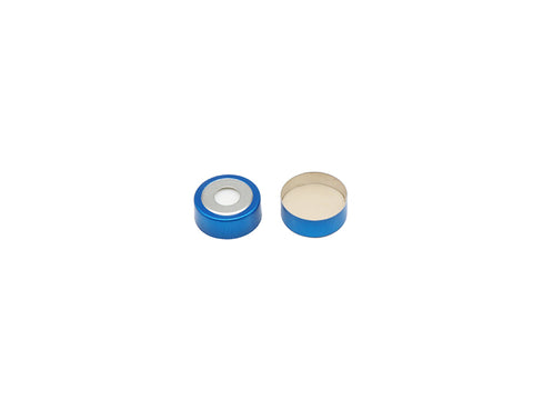 MSE PRO Sliver Magnetic Open-Top Aluminium Cap Blue Side with Beige PTFE/White Silicone Septa, Φ20mm 100 pcs/pk - MSE Supplies LLC