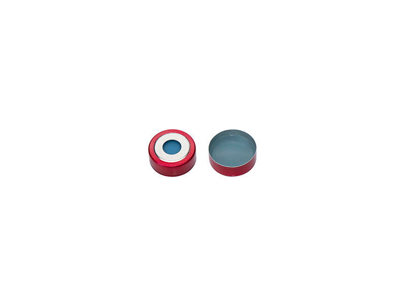 MSE PRO Sliver Magnetic Open-Top Aluminium Cap Red Side with Beige PTFE/White Silicone Septa, Φ20mm 100 pcs/pk - MSE Supplies LLC