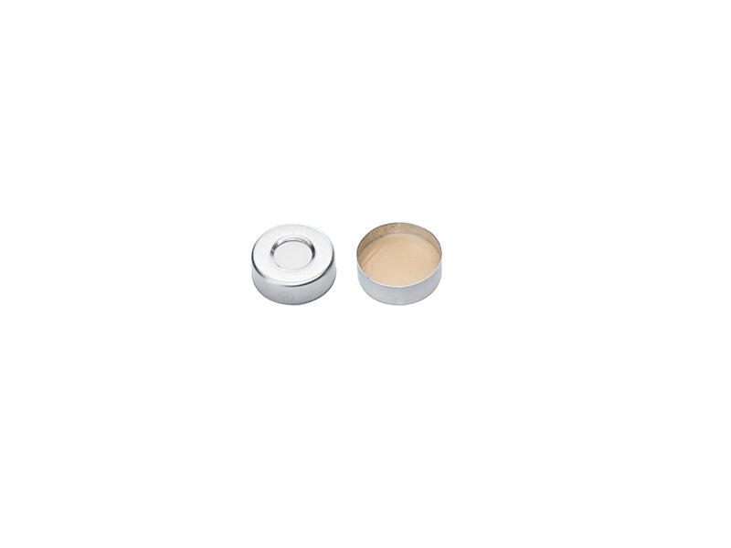 MSE PRO Sliver Open-Top Aluminium Cap with Beige PTFE/White Silicone Septa Max 250℃, Φ20mm 100 pcs/pk - MSE Supplies LLC