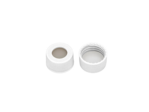 MSE PRO White Open-Top Screw PP Cap with Beige White PTFE/Beige Silicone Septa, Φ24mm 100 pcs/pk - MSE Supplies LLC