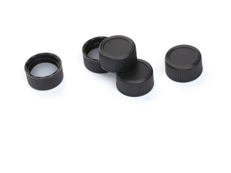 MSE PRO Black Screw Solid Top PP Cap with Beige PTFE/Beige Silicone, Φ15mm 100 pcs/pk - MSE Supplies LLC