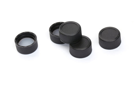 MSE PRO Black Screw Solid Top PP Cap with Beige PTFE/Beige Silicone, Φ15mm 100 pcs/pk - MSE Supplies LLC