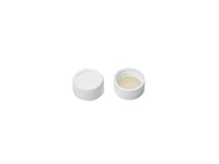 MSE PRO White Screw Solid Top PP Cap with Beige PTFE/Beige Silicone, Φ18mm 100 pcs/pk - MSE Supplies LLC