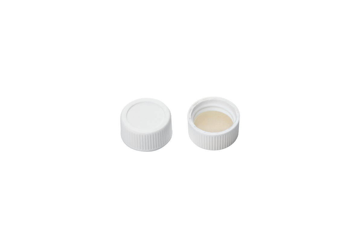 MSE PRO White Screw Solid Top PP Cap with Beige PTFE/Beige Silicone Septa, Φ20mm 100 pcs/pk - MSE Supplies LLC