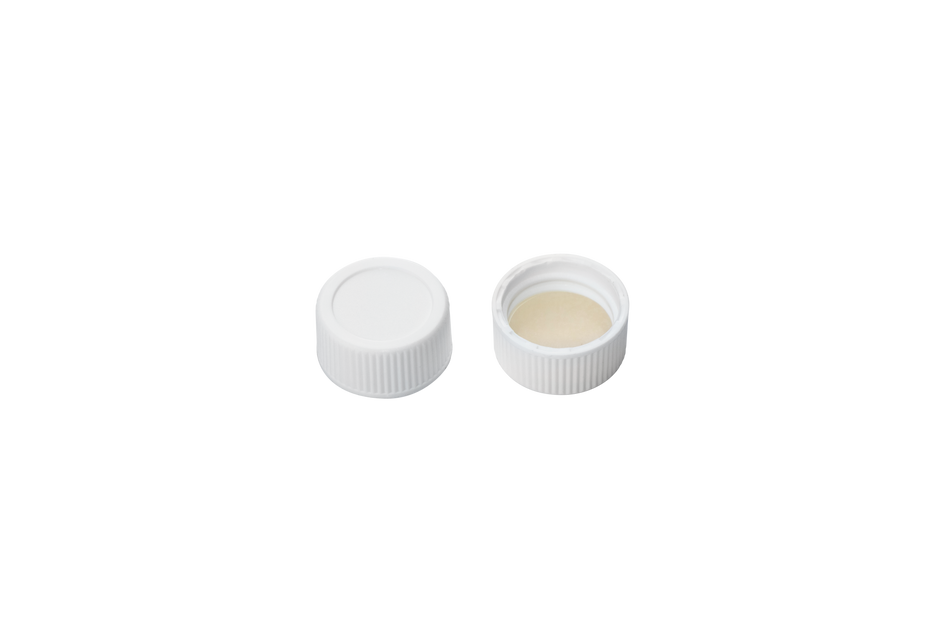 MSE PRO White Screw Solid Top PP Cap with Beige PTFE/Beige Silicone Septa, Φ20mm 100 pcs/pk - MSE Supplies LLC