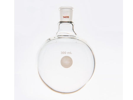 MSE PRO Single Neck Round Bottom Ball Bottle, Thick Wall High Strength, Grinding Mouth: 14/20, 300mL