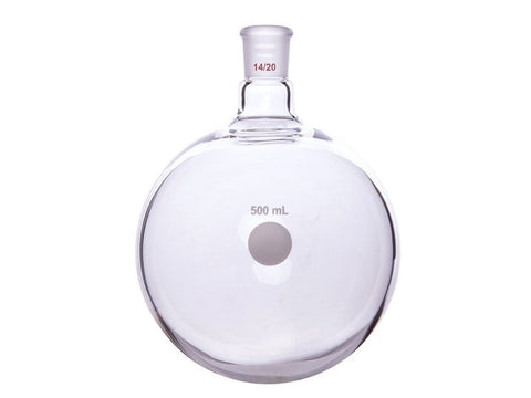 MSE PRO Single Neck Round Bottom Ball Bottle, Thick Wall High Strength, Grinding Mouth: 14/20, 500mL