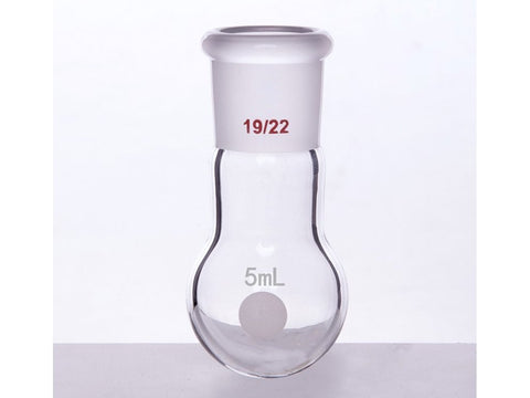 MSE PRO Single Neck Round Bottom Ball Bottle, Thick Wall High Strength, Grinding Mouth: 19/22, 5mL