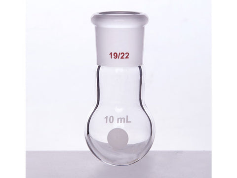 MSE PRO Single Neck Round Bottom Ball Bottle, Thick Wall High Strength, Grinding Mouth: 19/22, 10mL