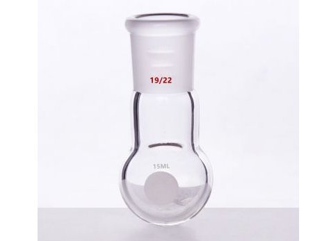 MSE PRO Single Neck Round Bottom Ball Bottle, Thick Wall High Strength, Grinding Mouth: 19/22, 15mL