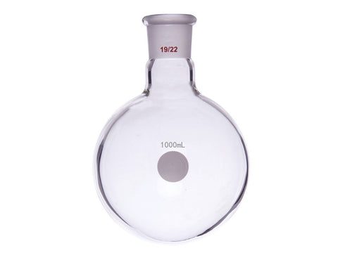 MSE PRO Single Neck Round Bottom Ball Bottle, Thick Wall High Strength, Grinding Mouth: 19/22, 1000mL