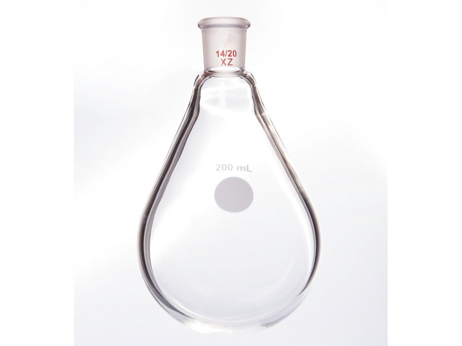 MSE PRO Thick Walled Eggplant-Shaped Bottle for Rotary Evaporation, High Strength, Grinding Mouth: 14/20, 200mL