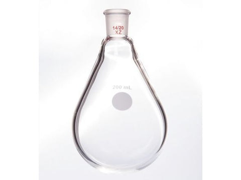 MSE PRO Thin-Walled Eggplant-Shaped Bottle for Rotary Evaporation, High Strength, Grinding Mouth: 14/20, 200mL